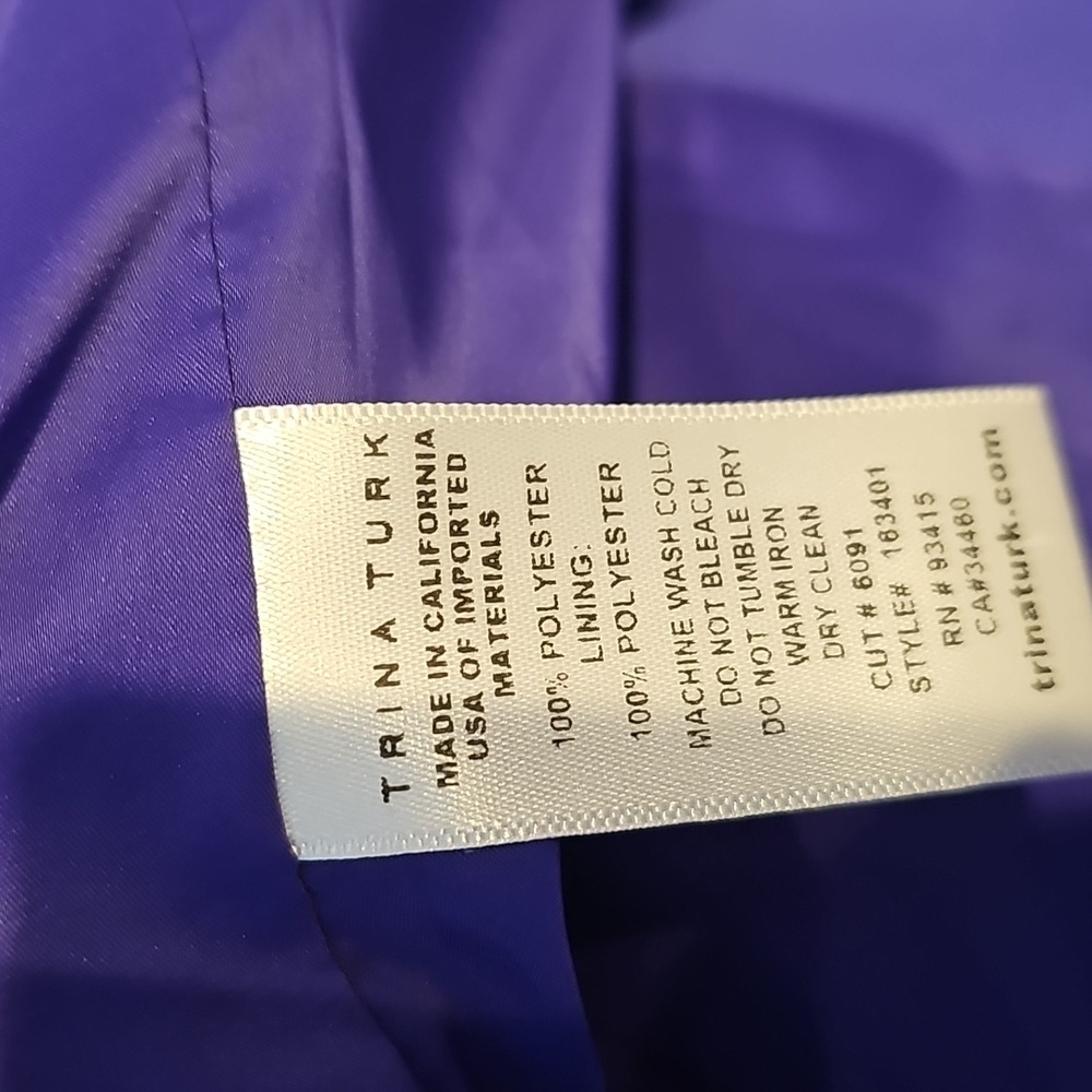 Trina Turk Size 8 Purple Blazer Single Button Closure Jacket - Picture 10 of 10
